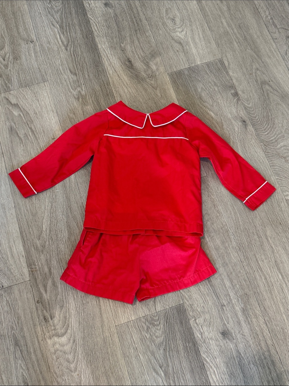Kids Red Two-Piece Set with White Piping